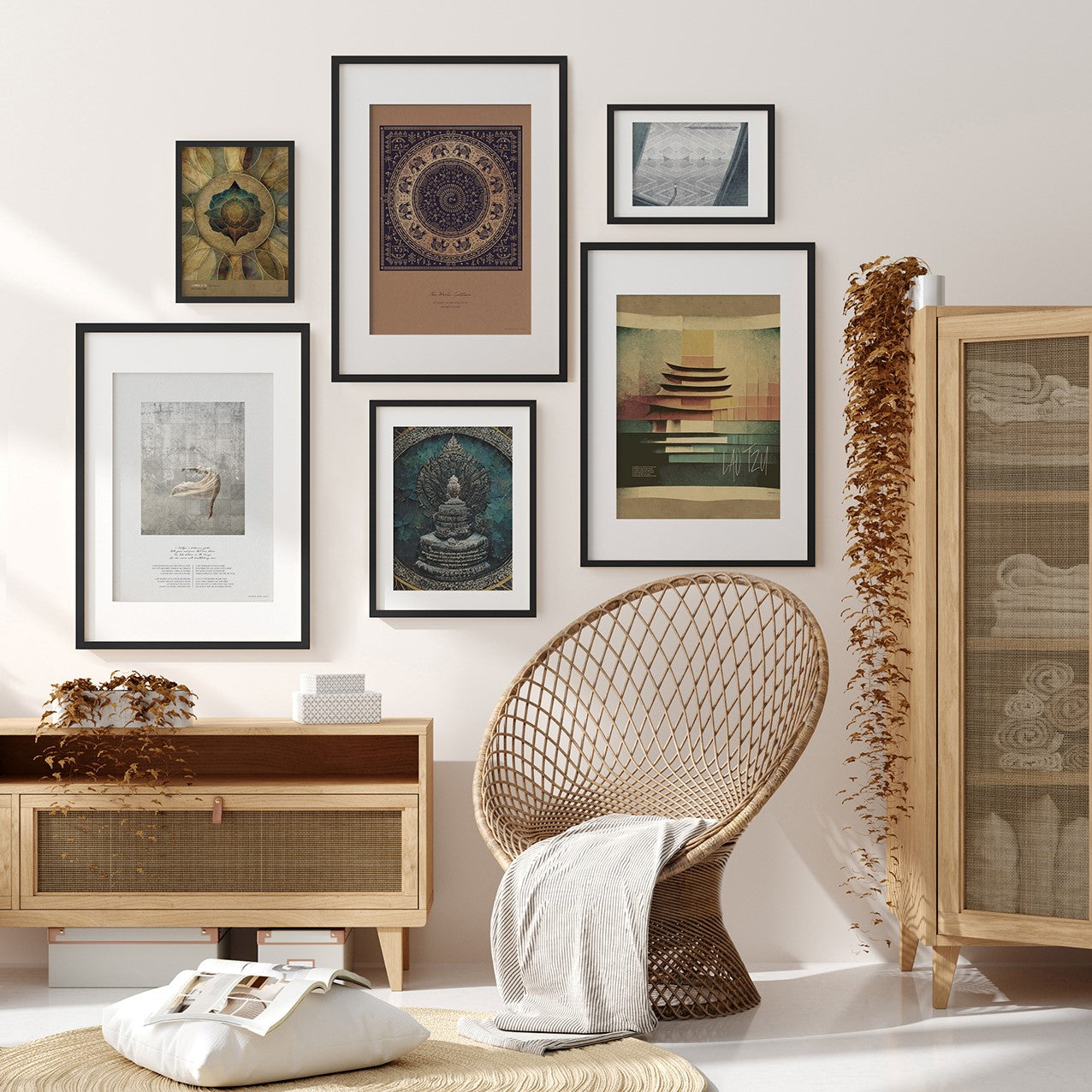 Mindful Heart - Photo Wall No. 5 - With Black Frames (Glass)