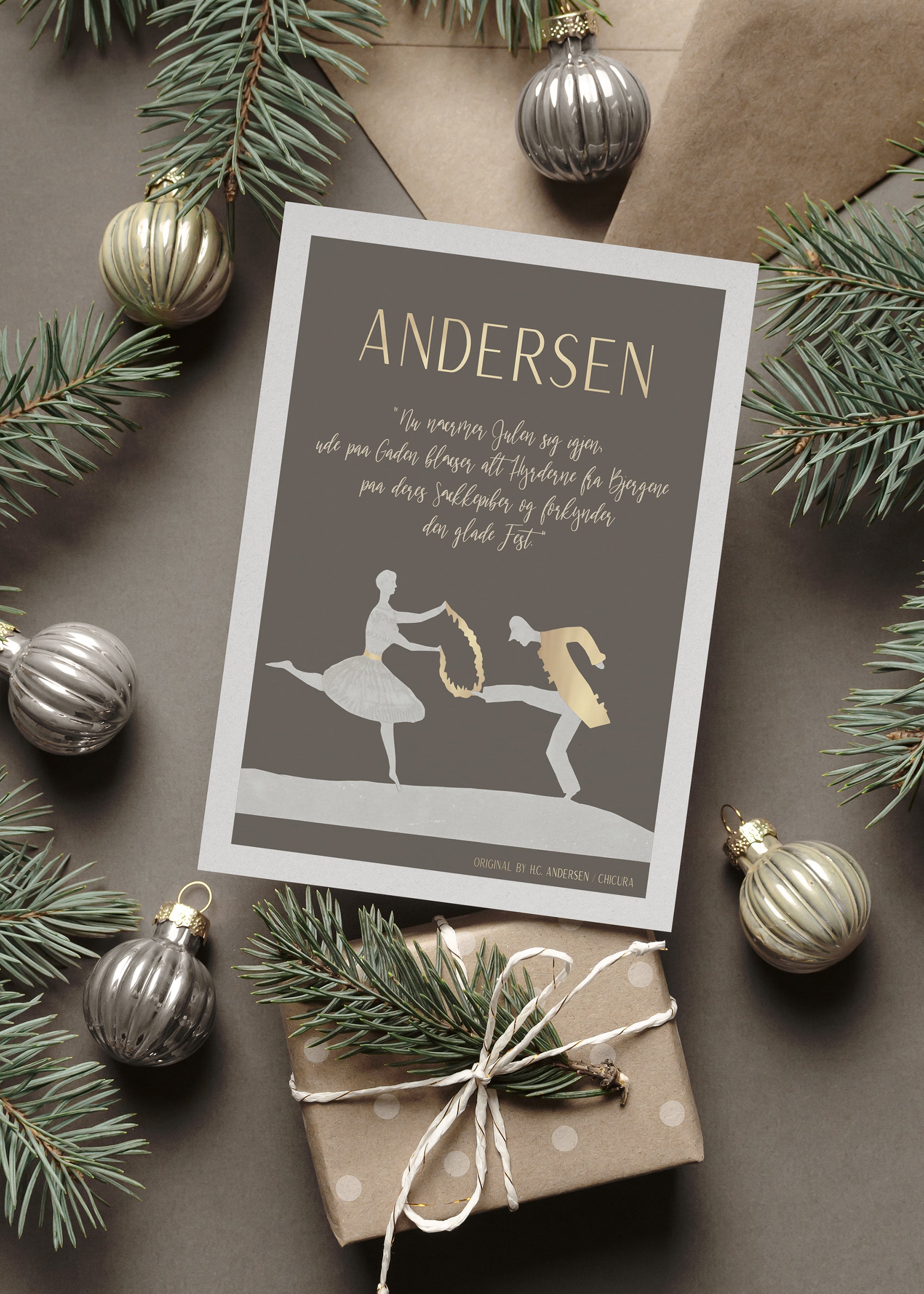 ChiCura Living, Art & Frames H.C. Andersen - Glade Fest Art Cards Christmas 2. Dansk Plakat Citater