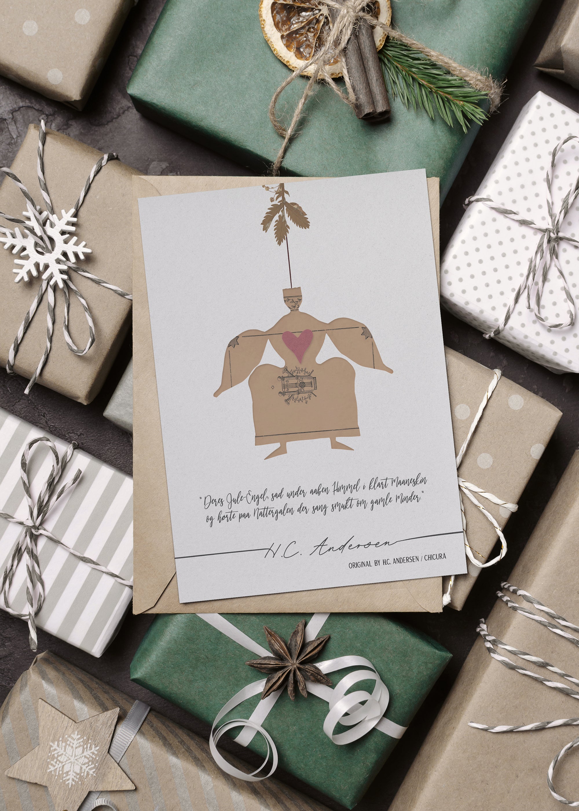 ChiCura Living, Art & Frames H.C. Andersen - Jule Engel Art Cards Christmas 2. Dansk Plakat Citater