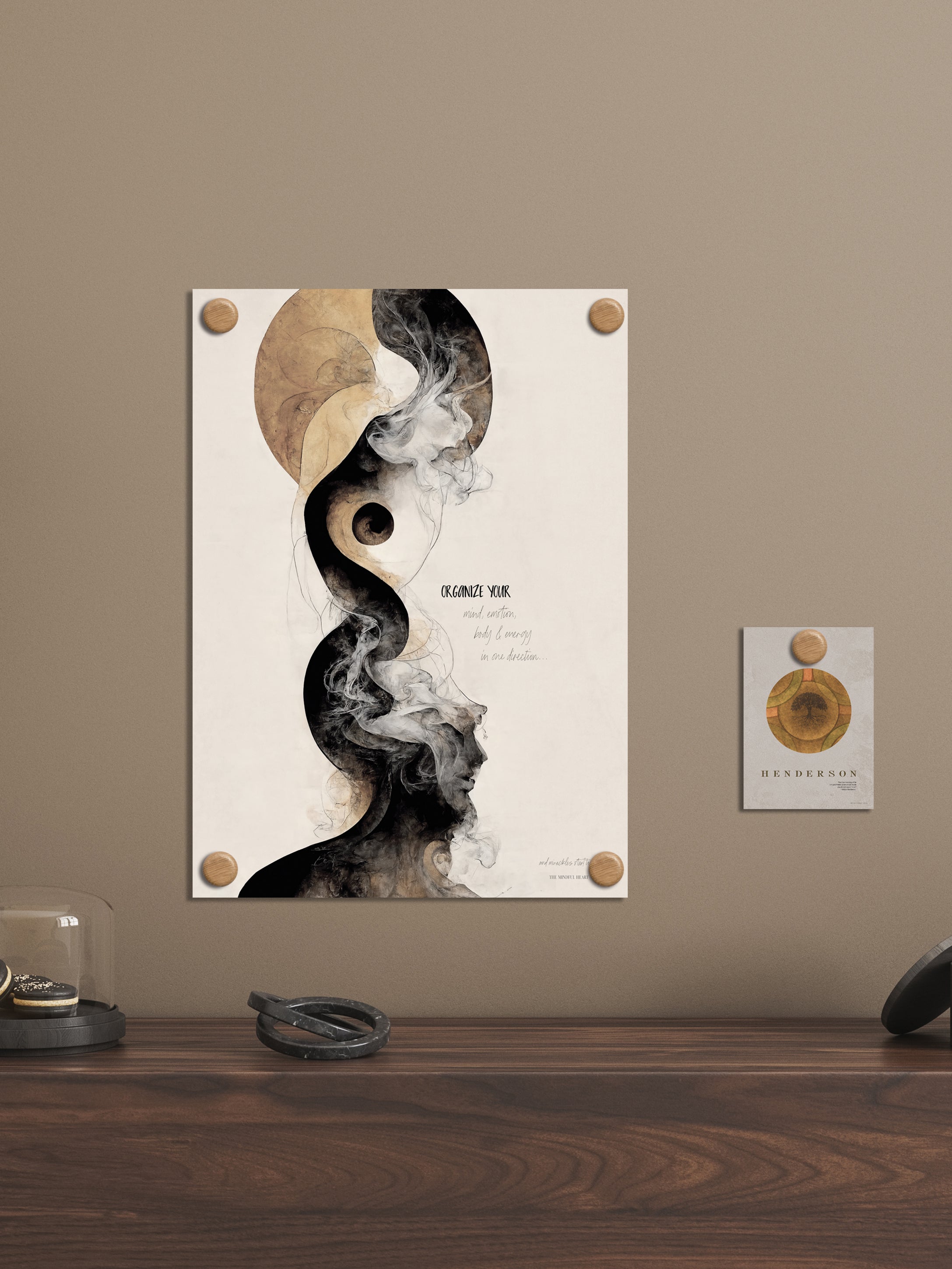 ChiCura Living, Art & Frames Magnetic Dots Egetræ (2 stk.) Living / Shelves, Racks & Hooks Oak / Brass