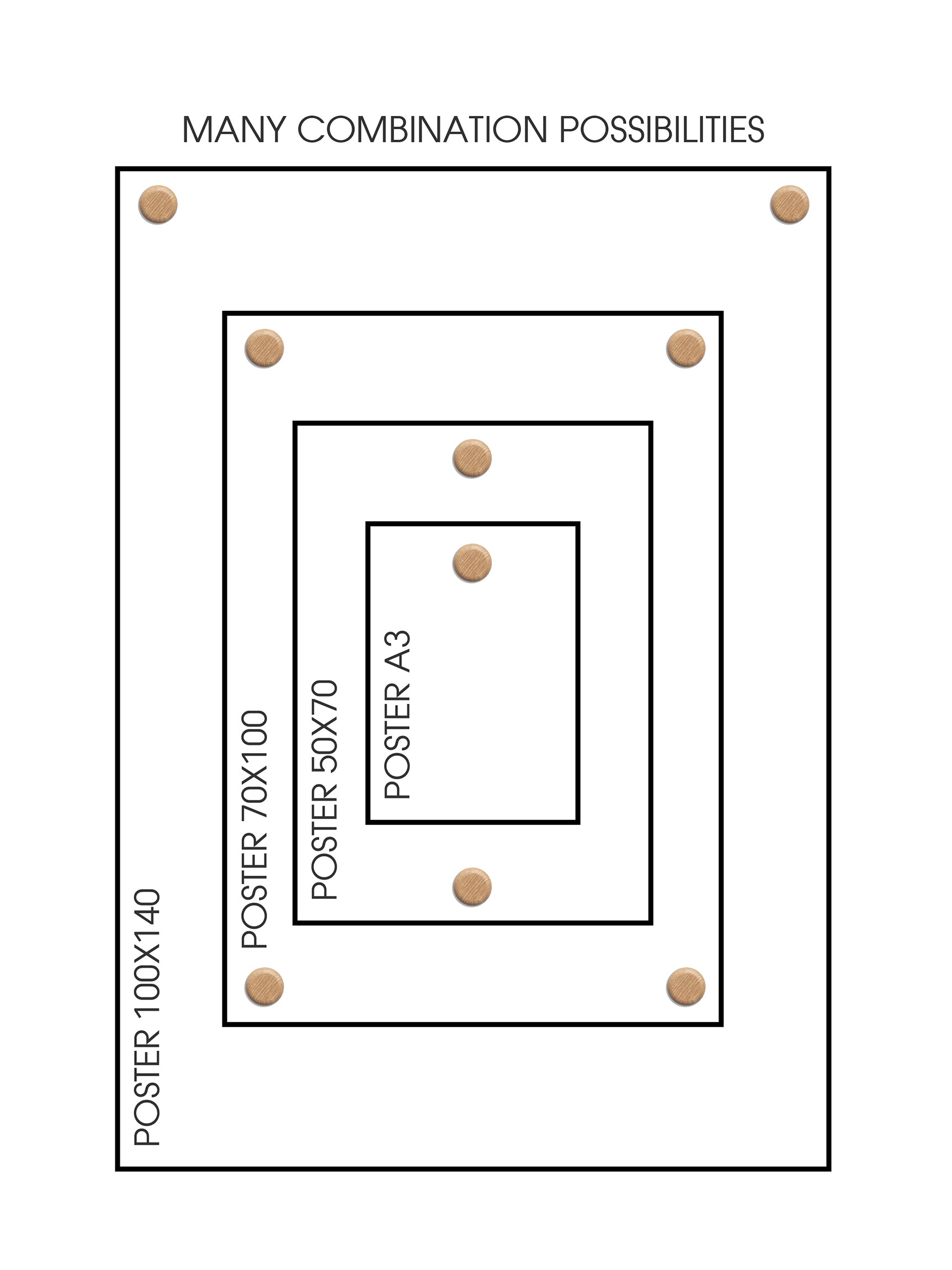 ChiCura Living, Art & Frames Magnetic Dots Egetræ (2 stk.) Living / Shelves, Racks & Hooks Oak / Brass