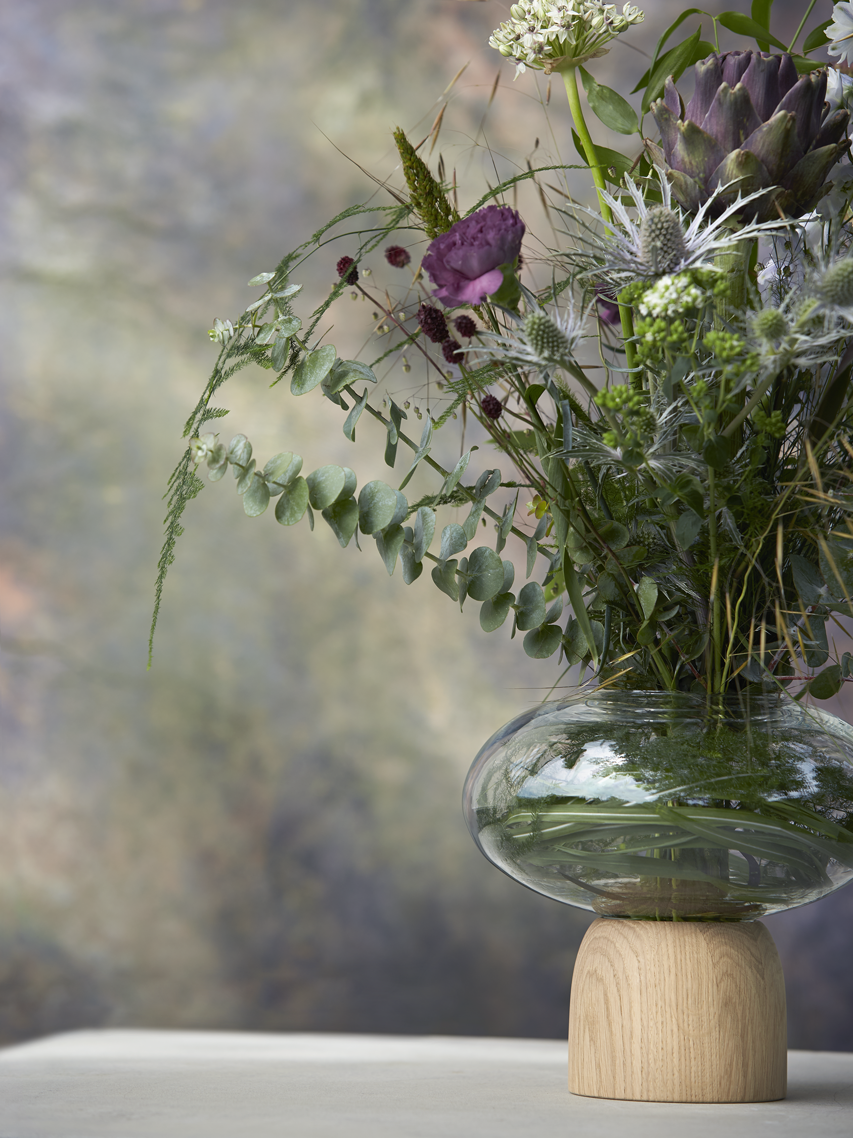 ChiCura Living, Art & Frames Porcini Vase Oak/Clear Glass, h. 22 cm Living / Containers & Vases Oak / Clear