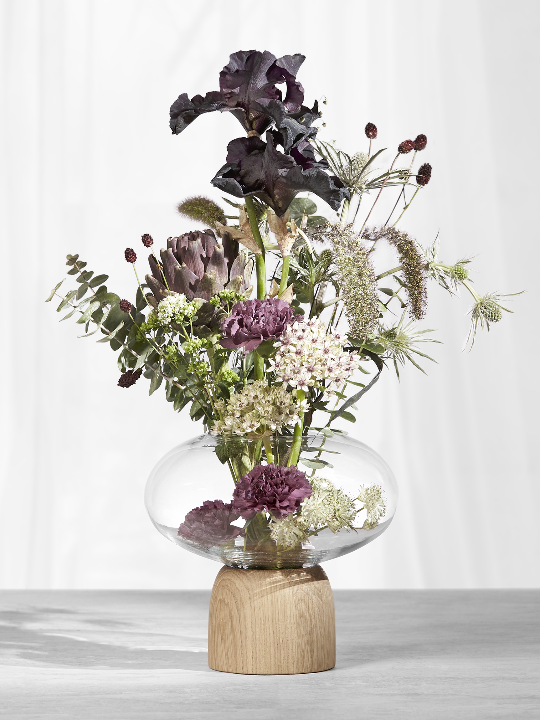 ChiCura Living, Art & Frames Porcini Vase Oak/Clear Glass, h. 22 cm Living / Containers & Vases Oak / Clear