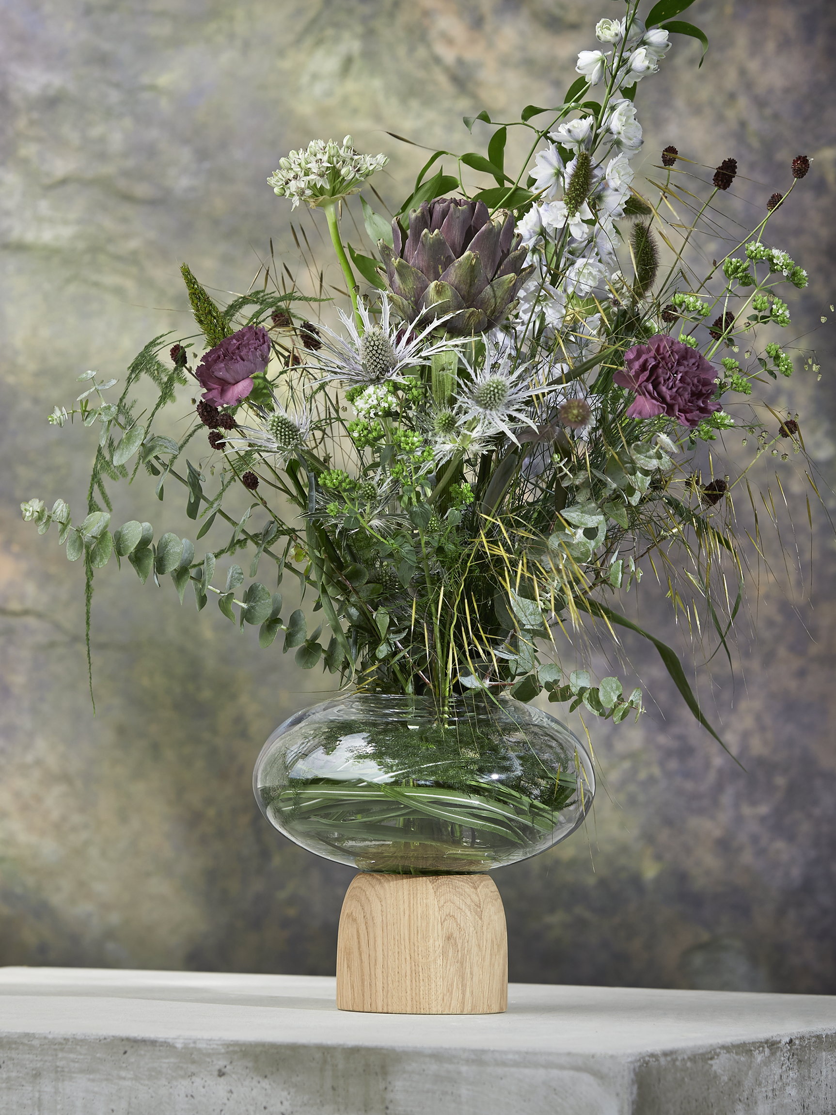 ChiCura Living, Art & Frames Porcini Vase Oak/Clear Glass, h. 22 cm Living / Containers & Vases Oak / Clear