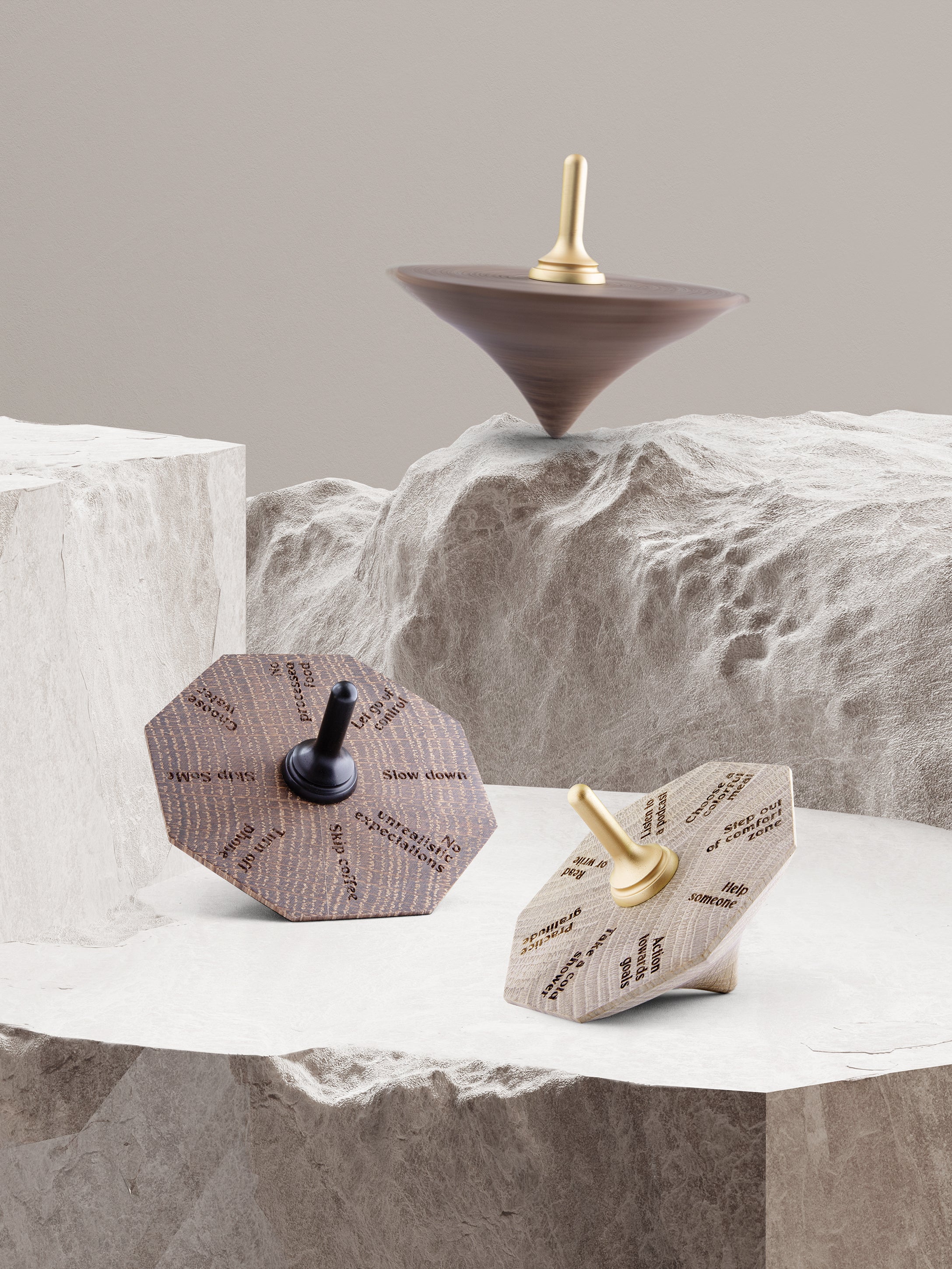 ChiCura Living, Art & Frames Spinning Top - The Joy Optimizer Living / The Mindful Heart Dark Oak / Brass