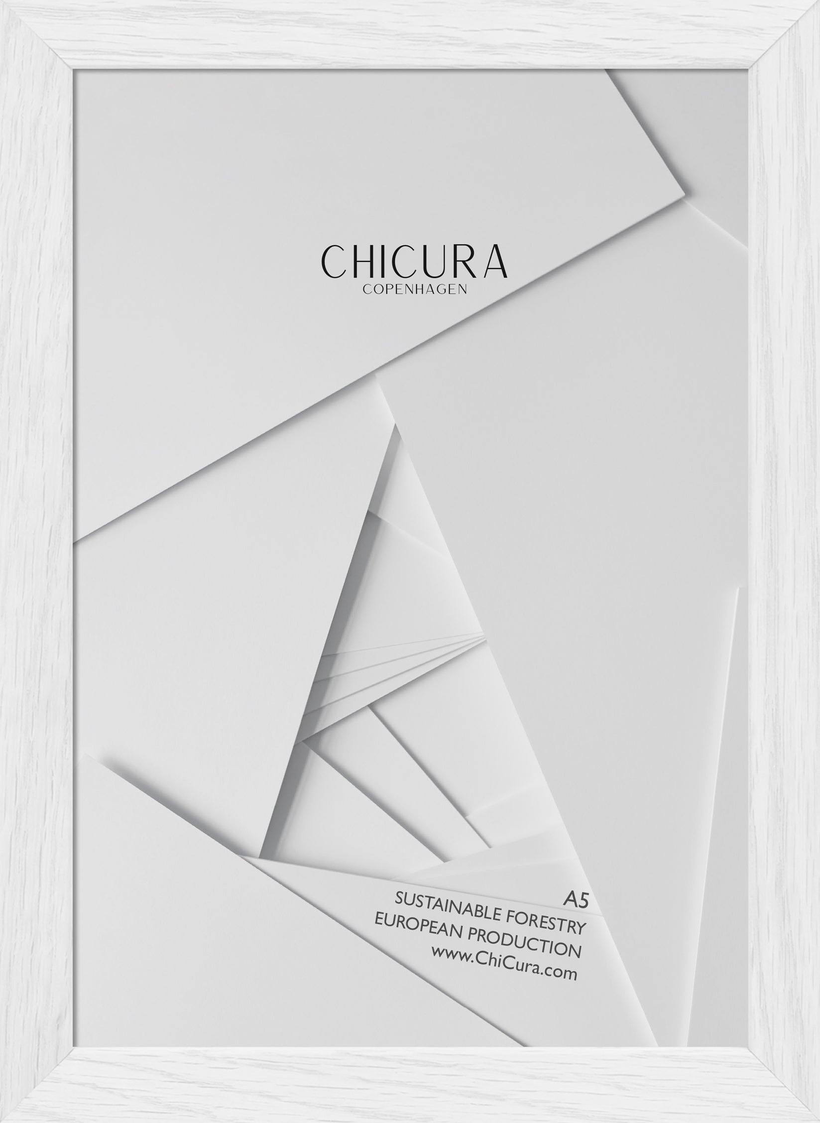 ChiCura Living, Art & Frames Træramme - A5 - Hvid - Anti-reflektiv Akrylglas Frames / Wood Solid White
