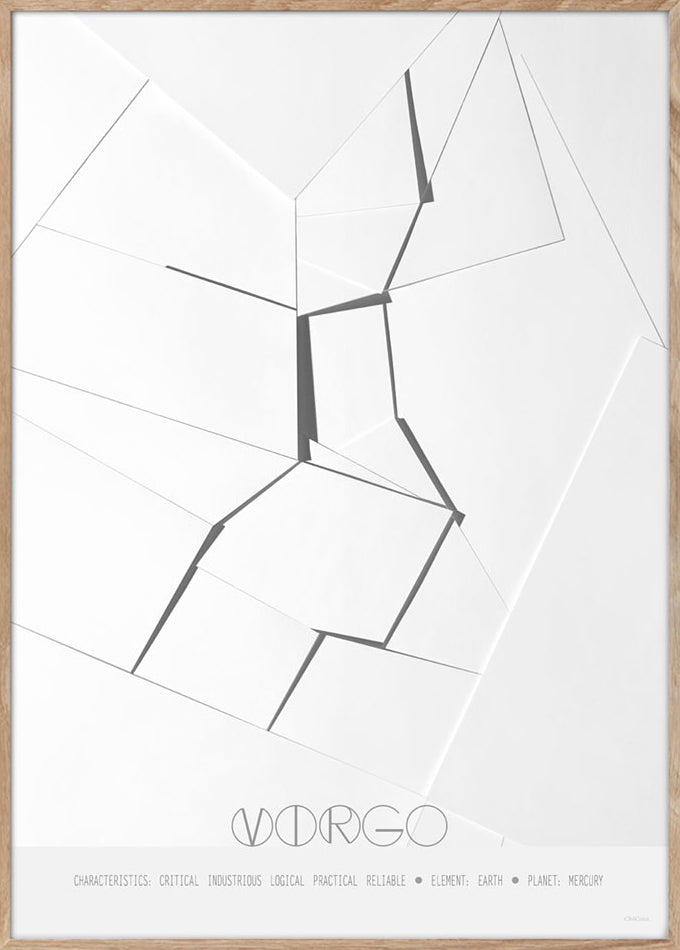 ChiCura Posters Virgo - The Virgin - 50x70cm Posters / Zodiac Signs Black / White