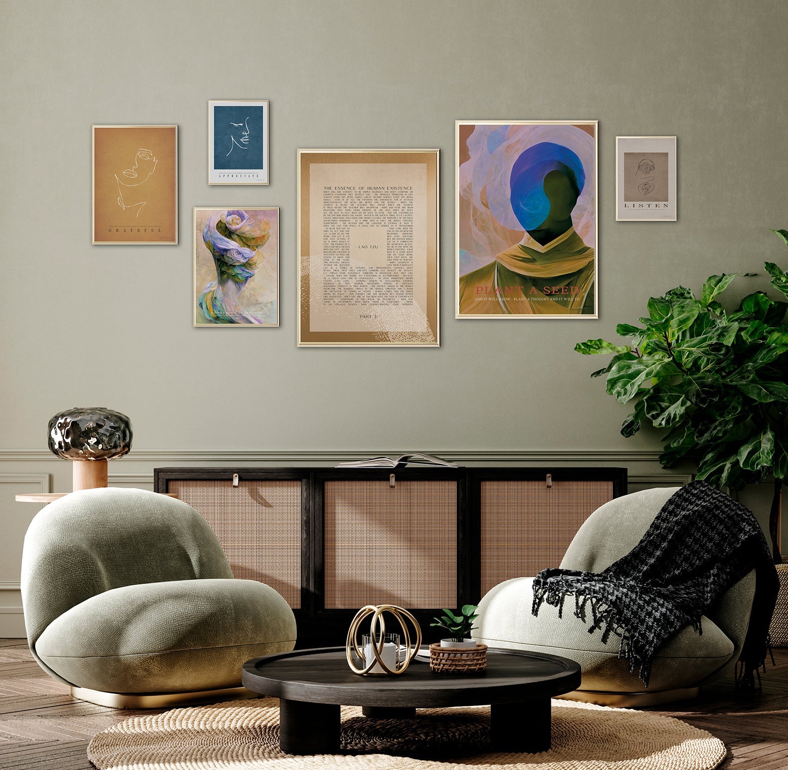 ChiCura Posters Listen Posters / The Mindful Heart 1. English Poster Quotes