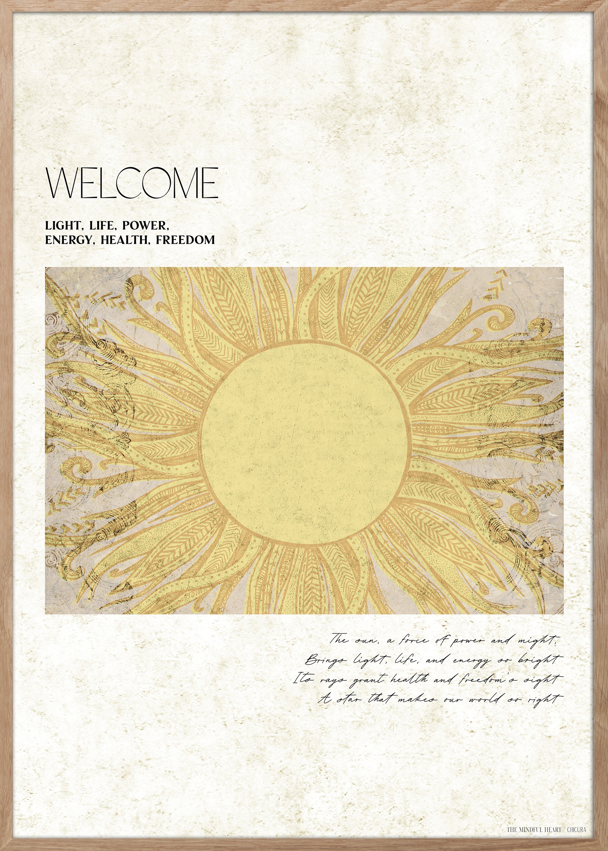 ChiCura Posters Welcome Sun Posters / The Mindful Heart 1. English Poster Quotes