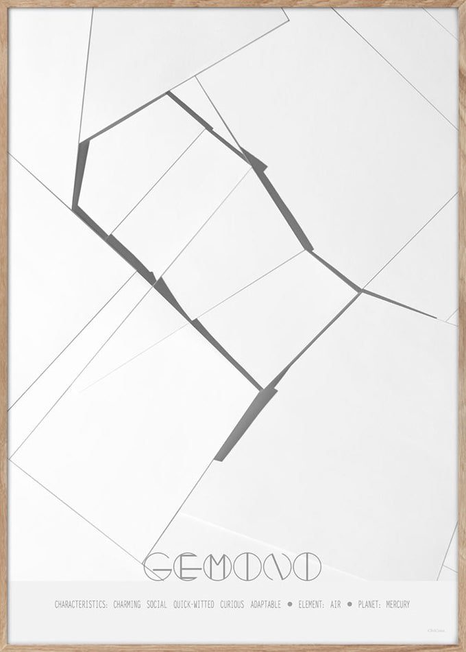 ChiCura Posters Gemini - The Twins - 50x70cm Posters / Zodiac Signs Black / White