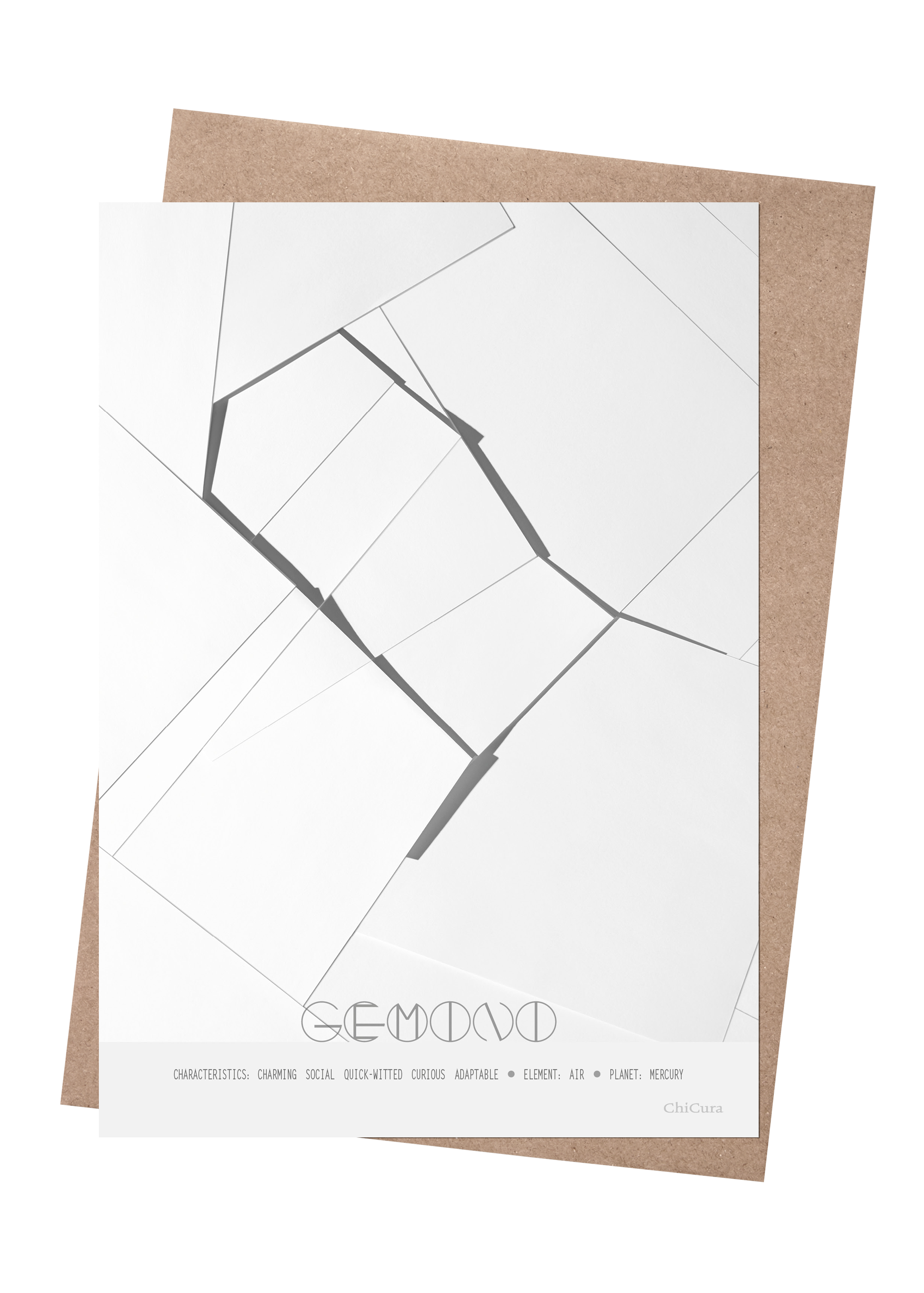 ChiCura Living, Art & Frames Gemini - The Twins - A5 Posters / Zodiac Signs Black / White