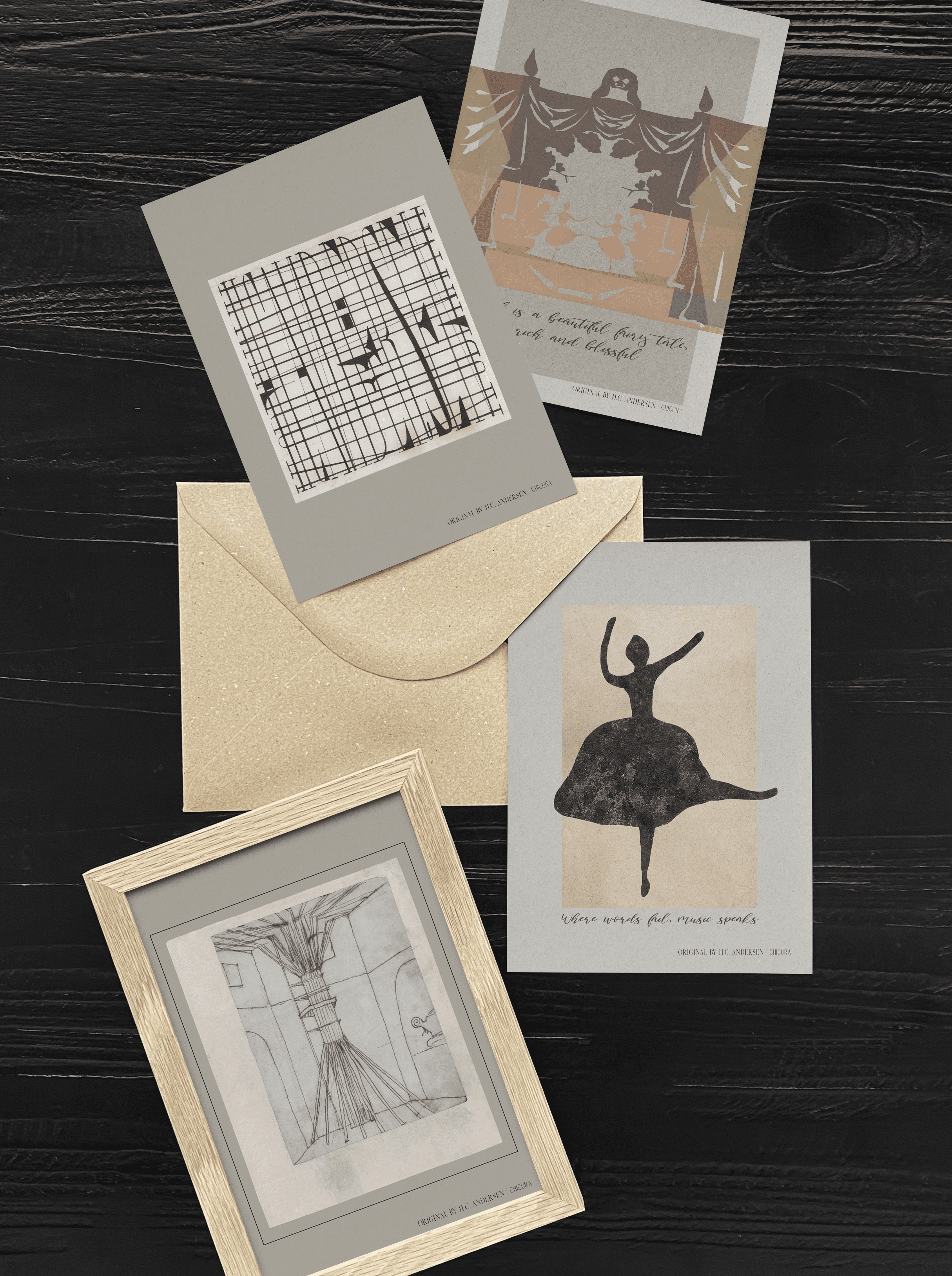 ChiCura Living, Art & Frames H.C. Andersen - Create Adventure Art Cards 2. Dansk Plakat Citater