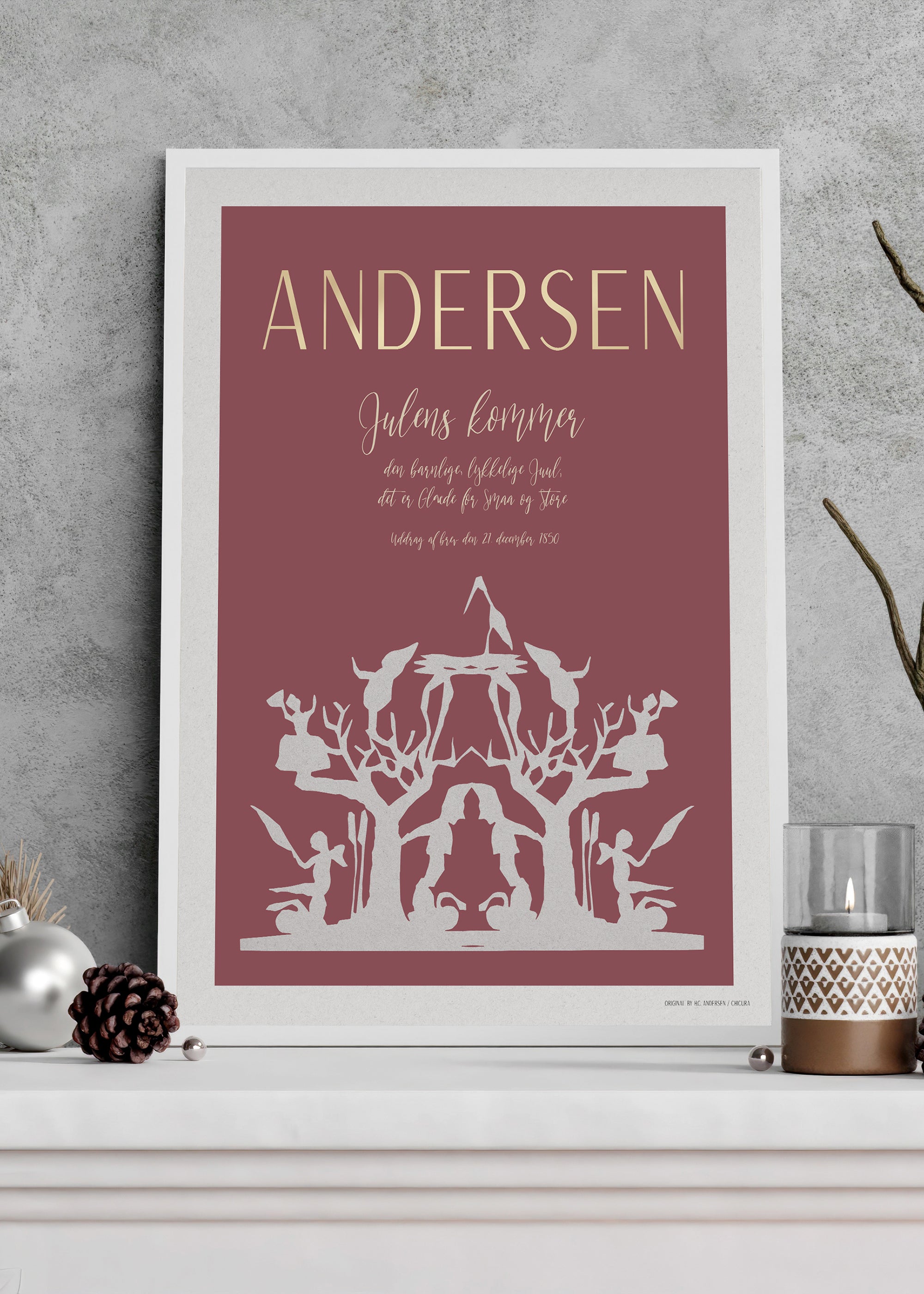 ChiCura Posters H.C. Andersen - Julens Kommen Posters / H.C. Andersen Christmas 2. Dansk Plakat Citater