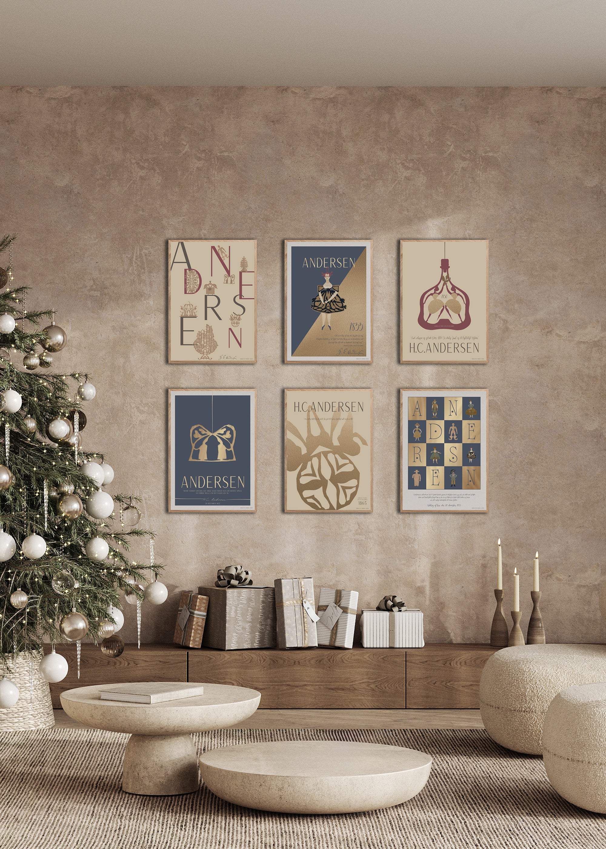 ChiCura Posters H.C. Andersen - Julepyntet Posters / H.C. Andersen Christmas 2. Dansk Plakat Citater