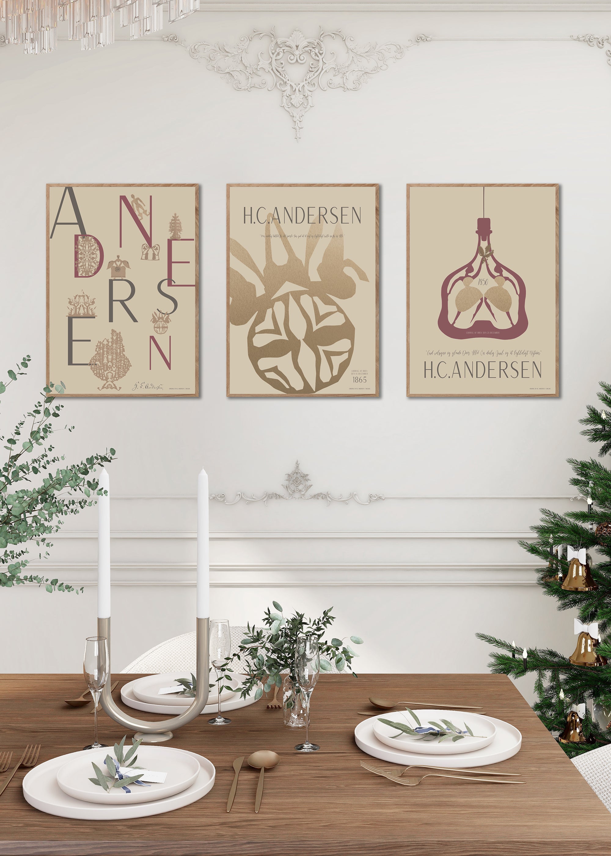 ChiCura Posters H.C. Andersen - Julepyntet Posters / H.C. Andersen Christmas 2. Dansk Plakat Citater