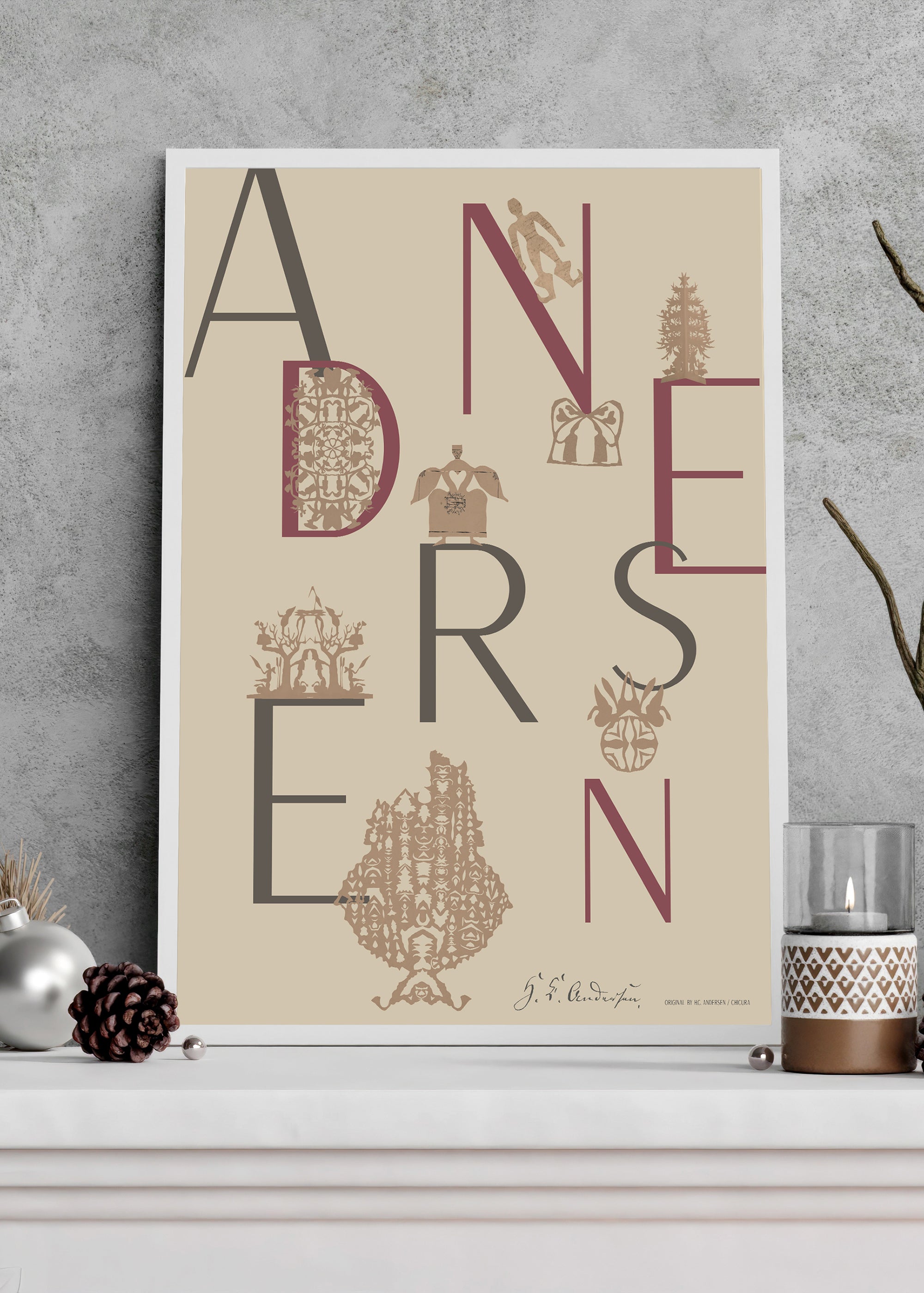 ChiCura Posters H.C. Andersen - Julepyntet Posters / H.C. Andersen Christmas 2. Dansk Plakat Citater