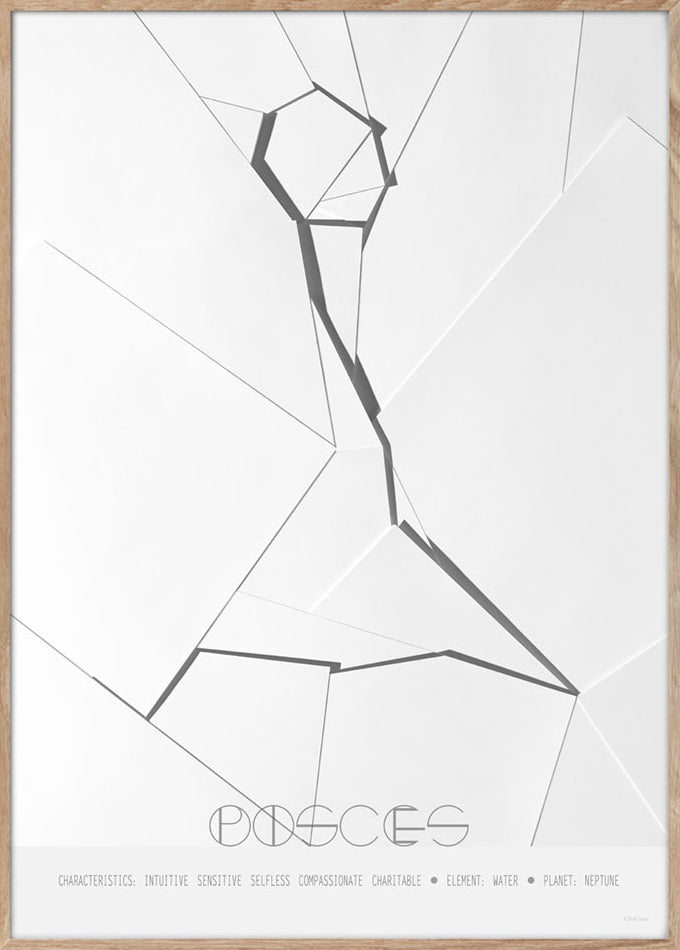 ChiCura Posters Pisces - The Fish - 70x100cm Posters / Zodiac Signs Black / White