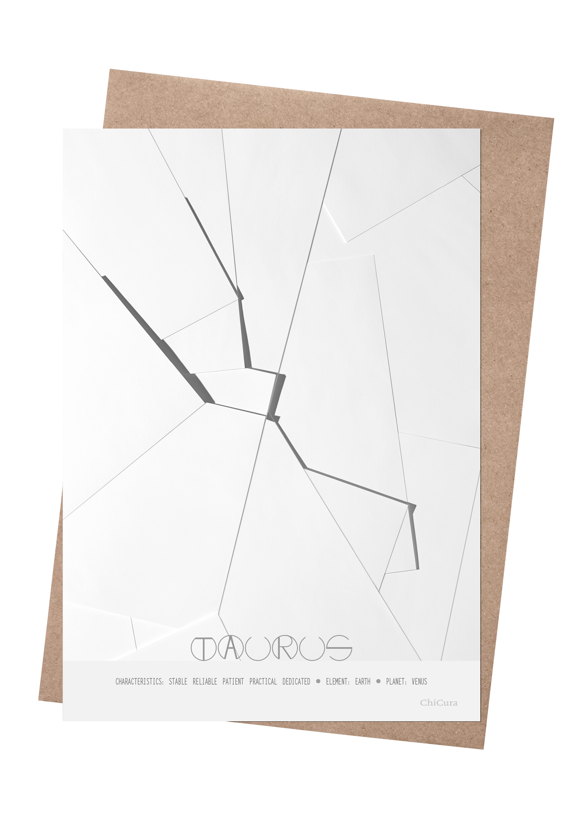 ChiCura Living, Art & Frames Taurus - The Bull - A5 Posters / Zodiac Signs Black / White