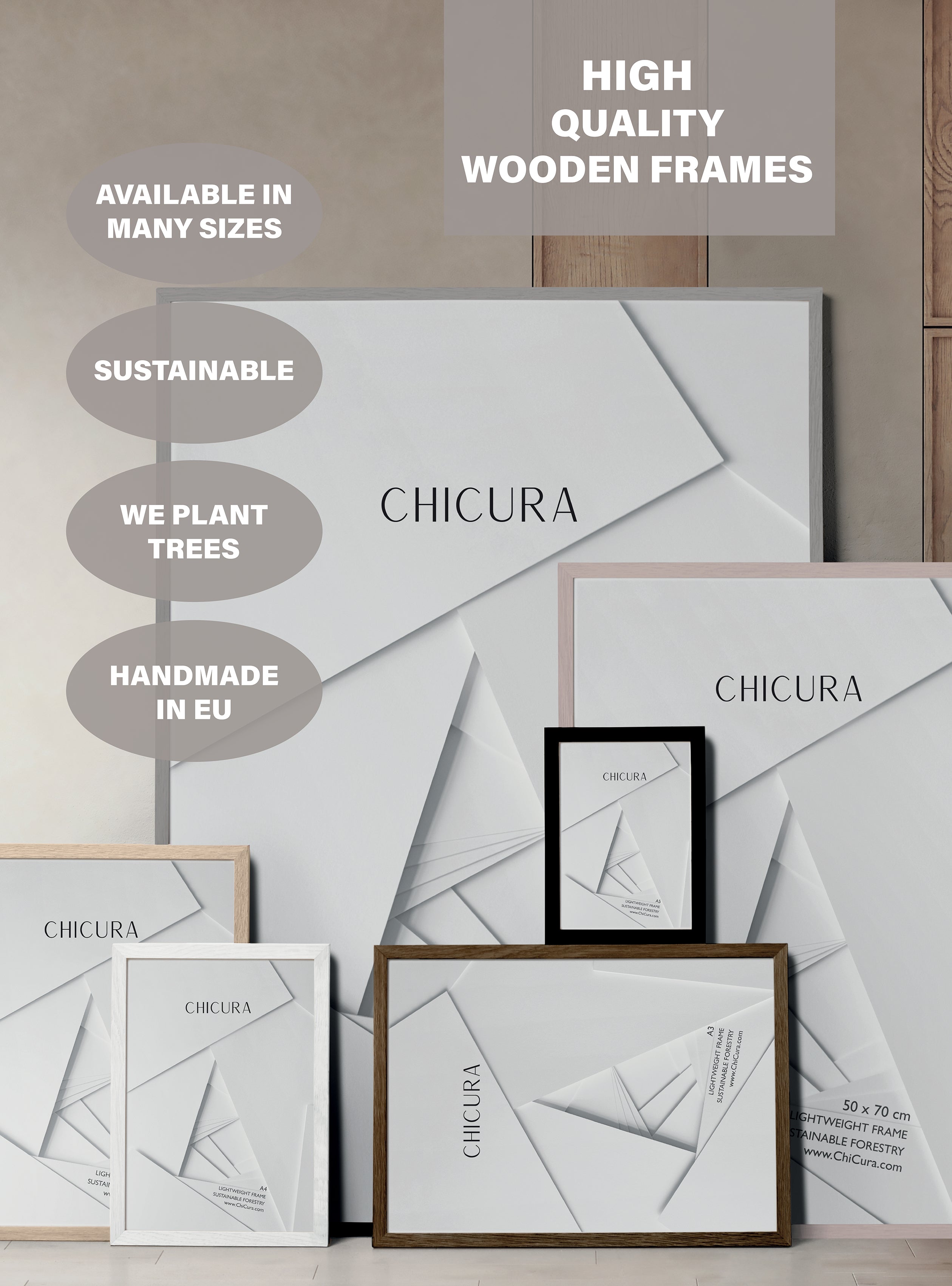 ChiCura Living, Art & Frames Træramme - A3 - Soft Taupe - Akrylglas Frames / Wood Soft Taupe